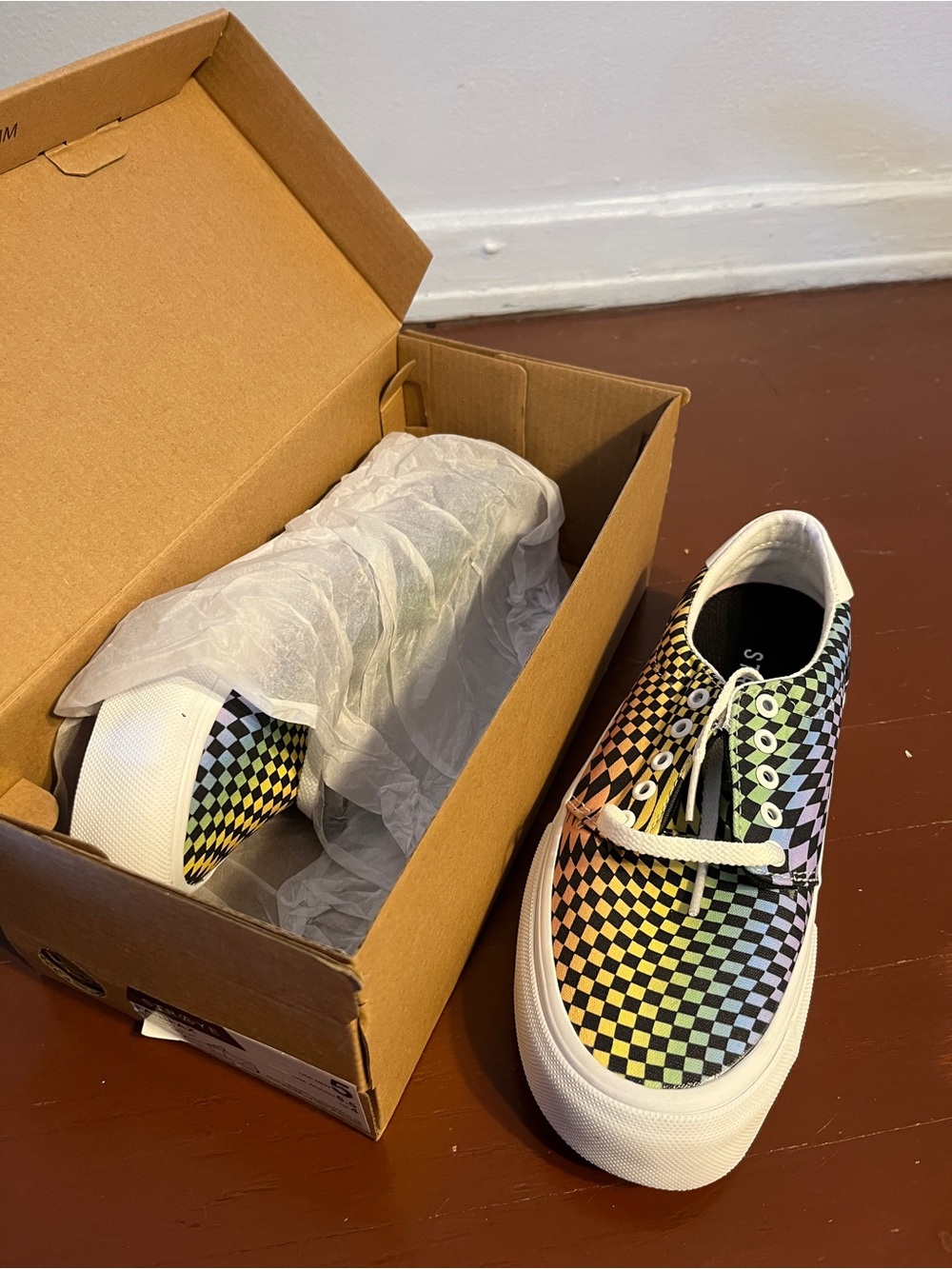 STRAYE Kids Fairfax Rainbow Psychedelic Multicolor Checkerboard Sneakers